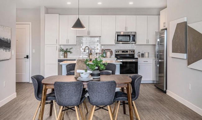 The essence of exceptional living a kitchen with a dining table